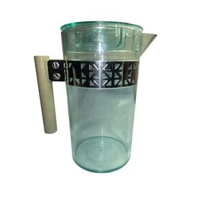 Starbucks 2013 Plastic Pitcher with Silver Metal Band  & Handle 7.5in  READ